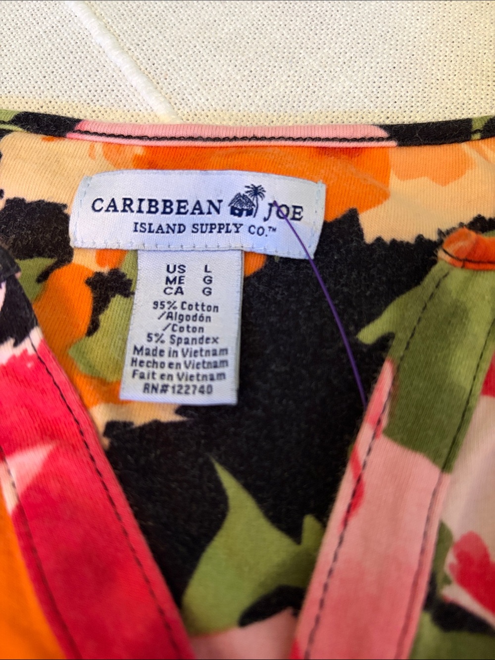 Caribbean Joe Black Floral Shift Dress with Pink & Orange Blooms - Picture 2 of 3